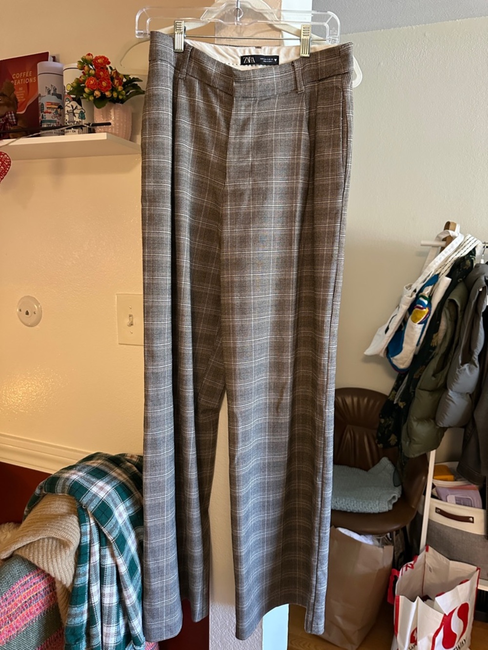 Zara - Gray Plaid Pants, size S